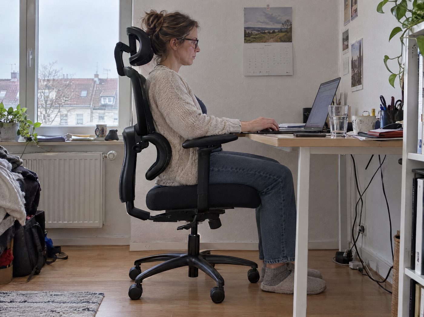 Aufrechte Sitzhaltung mit Lendenstütze